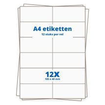 A4 etiketten 12/vel, 105 x 48 mm.