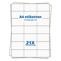 A4 etiketten 21 per vel 70x42,4 mm - 100 vellen