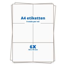 A4 etiketten 6/vel 105 x 99 mm - 1.000 vel
