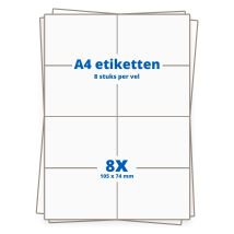 A4 etiketten 8/vel, 105 x 74 mm