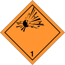 Gevaarsetiket klasse 1 100 x 100 mm zelfklevend papier op rol - 1000 stuks