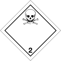 Gevaarsetiket klasse 2.3 100 x 100 mm zelfklevend papier op rol - 1000 stuks