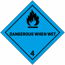 Gevaarsetiket klasse 4.3 100 x 100 mm zelfklevend papier op rol - 1000 stuks MET TEKST