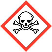 Gevaarsetiket GHS Toxic 100 x 100 mm zelfklevend papier op rol - 1000 stuks