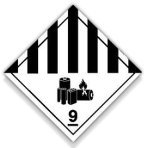 IATA 9.0 Caution Lithium Batteries - Zelfklevend papier, extra lijm op rol (1000 stuks)