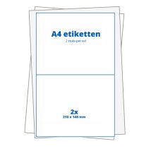 A4 etiketten Transparant 2 per vel 210x148 mm - 25 vellen