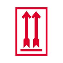 Etiket met 2 pijlen omhoog, rood 80x100 mm - Rol 500 stuks