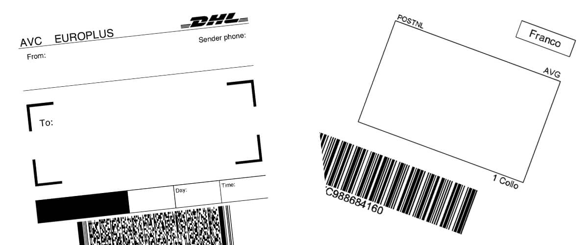 Uitroepteken hengel mozaïek Het verschil tussen DHL en PostNL verzendlabels - Blog