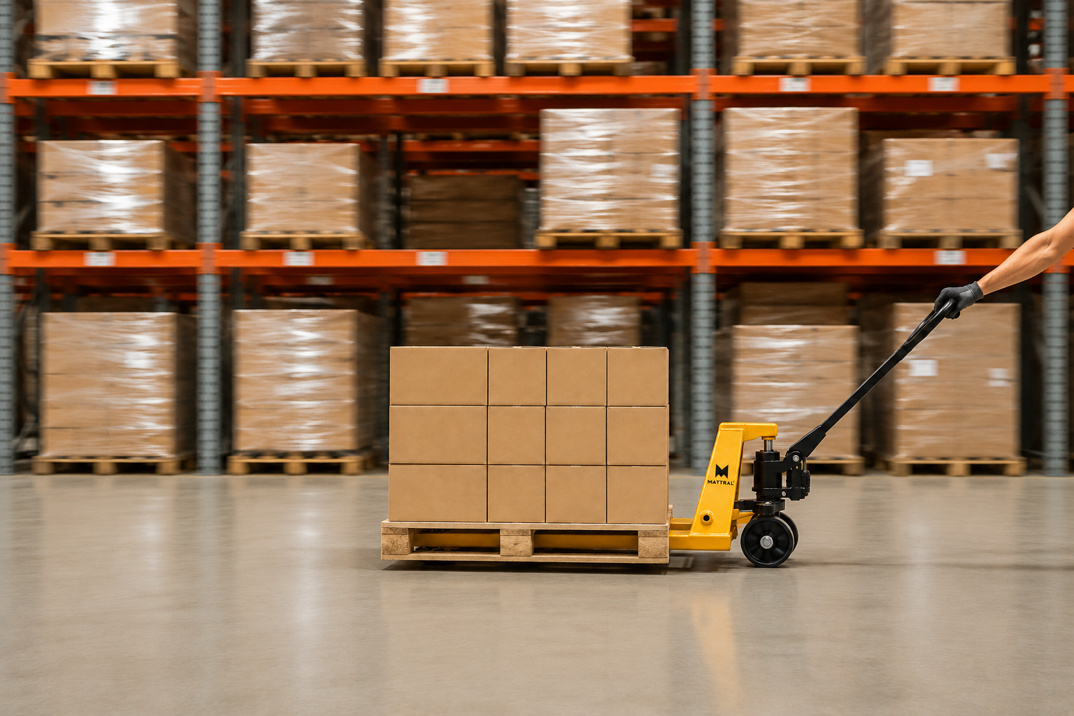 Mattral handpalletwagen, dubbele wielen